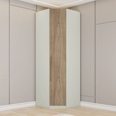 Guarda-roupa Canto Oblíquo Modulado 1 Porta Seletto Henn - Areia/jequitibá