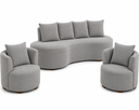 Ver imagem 1 de Kit Sofá Orgânico 210 cm 2 Poltronas Orgânico Boucle Cinza Claro
