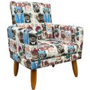 Ver imagem 2 de Kit 2 Poltrona Decorativa Infantil Para Quarto Sala De Brinquedos Suede Estampa Gatos Pé Castanho
