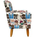 Ver imagem 4 de Kit 2 Poltrona Decorativa Infantil Para Quarto Sala De Brinquedos Suede Estampa Gatos Pé Castanho
