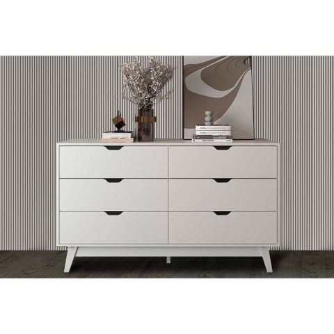 Cômoda Solteiro Cm8044 6 Gavetas Branco - Tecno Mobili