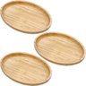 Kit 3 Bandejas Ovais de Bambu 28cm Plasvale Travessa para Servir Petiscos Saladas - 1