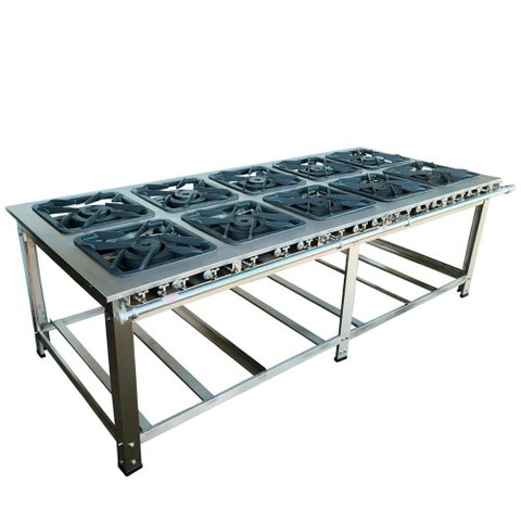 Fogão Industrial 10 Bocas Duplas Cefaz Linha Diamond Inox 304 Baixa Pressão I304 - Cfzd-062