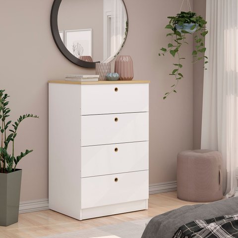 Cômoda Genialflex Branca 4 Gavetas Encaixe sem Ferramentas