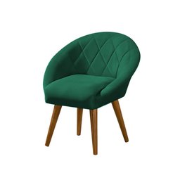 Kit 6 Poltronas Decorativa Canastra Estofada Veludo Verde Esmeralda Pés Palito em Madeira Maciça - 3