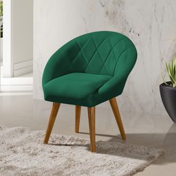 Kit 6 Poltronas Decorativa Canastra Estofada Veludo Verde Esmeralda Pés Palito em Madeira Maciça - 2