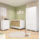 Ver imagem 1 de Quarto de Bebê com Guarda-Roupa 3 Portas Cômoda e Berço 4EM1 Minicama 100% MDF Mike Espresso Móveis