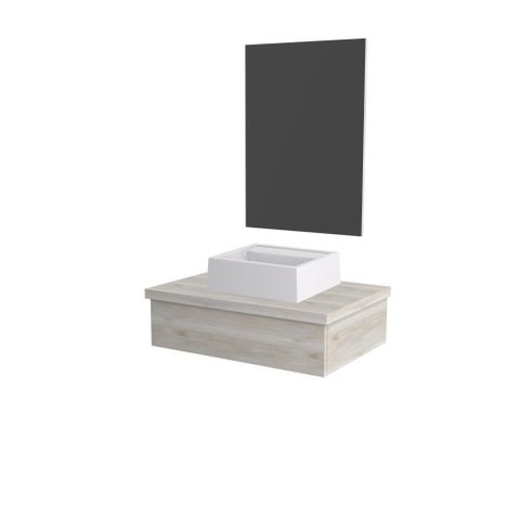 Conjunto Bancada C-cuba Q32 e Espelheira Metrópole 601 Preto Ônix Snow