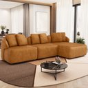 Ver imagem 1 de Sofá 4 Lugares com Chaise Direito Sala Living 288cm Arlo F04 Couríssimo Whisky - Lyam Decor