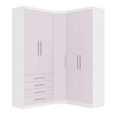 Ver imagem 5 de Guarda Roupa de Canto Alpes 5 Portas 4 Gavetas MDP Branco Pf-Rosa Pf Luciane Móveis