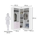 Ver imagem 2 de Guarda Roupa de Canto Alpes 5 Portas 4 Gavetas MDP Branco Pf-Rosa Pf Luciane Móveis