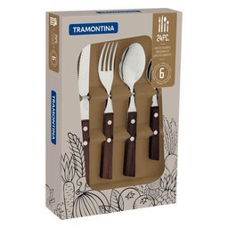 Conjunto Talheres 24 Pçs Tradicional Cabo Madeira Tramontina - 3