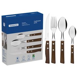 Conjunto Talheres 24 Pçs Tradicional Cabo Madeira Tramontina - 5