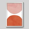 Quadro Orgânico Meio Círculos Rosa e Laranja - 60x40cm - Moldura Padrão Branco - 1