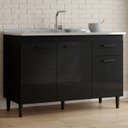 Ver imagem 1 de Balcão de Cozinha com Pia Inox 120cm 3 Portas Classic P11 Preto - Mpozenato