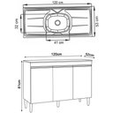 Ver imagem 4 de Balcão de Cozinha com Pia Inox 120cm 3 Portas Classic P11 Preto - Mpozenato