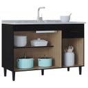 Ver imagem 5 de Balcão de Cozinha com Pia Inox 120cm 3 Portas Classic P11 Preto - Mpozenato