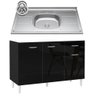 Balcão de Cozinha com Pia Inox 120cm 3 Portas Classic P11 Preto - Mpozenato - 2