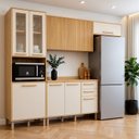 Ver imagem 1 de Cozinha Completa Modulada 4 Peças 10 Portas 2 Gavetas Salvador Bege/Cinamomo/Off White