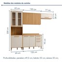 Ver imagem 3 de Cozinha Completa Modulada 4 Peças 10 Portas 2 Gavetas Salvador Bege/Cinamomo/Off White