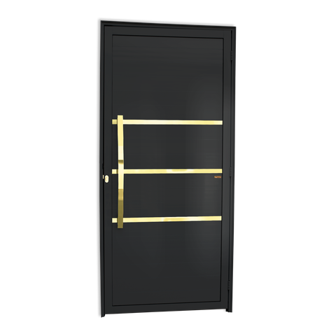 Porta Lambril Evolution c/Puxador e. Super Preto Dourado 100 Brimak