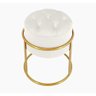 Puff Banqueta Estofado Decorativo Base de Ferro Capitonê Suede Branco do Lar Móveis e Decoração - 1