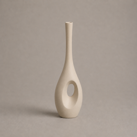 Garrafa Arabella Pequena Vaso Decorativo de Cerâmica para Sala e Mesa Off White