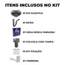 Ver imagem 2 de Pia Lavatório 4l Cinza + Sifão Sanfonado Universal + Torneira Branca + Veda Rosca