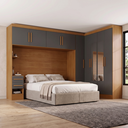 Ver imagem 1 de Guarda Roupa Casal Modulado com Espelho e Cabeceira 100% MDF Imperial Yescasa Cinamomo/Cinza Chumbo