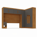 Ver imagem 2 de Guarda Roupa Casal Modulado com Espelho e Cabeceira 100% MDF Imperial Yescasa Cinamomo/Cinza Chumbo