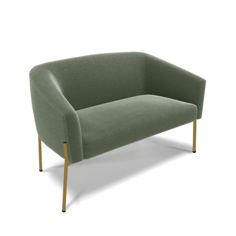 Sofá Namoradeira 2 Lugares Pé Ferro Dourado Stella Bouclê D03 - D'Rossi Cor Menta
