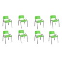 Ver imagem 2 de Kit 8 Cadeira Iso Infantil Creche, Escola Base Cinza Verde Claro