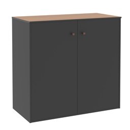 Buffet Aparador Smart Office 2 Portas e Tampo Mdf Usinado 76cm  - Preto e Cedro - 3