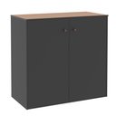 Ver imagem 4 de Buffet Aparador Smart Office 2 Portas e Tampo Mdf Usinado 76cm - Preto e Cedro