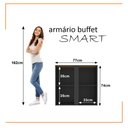 Ver imagem 2 de Buffet Aparador Smart Office 2 Portas e Tampo Mdf Usinado 76cm - Preto e Cedro