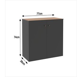 Buffet Aparador Smart Office 2 Portas e Tampo Mdf Usinado 76cm  - Preto e Cedro - 2