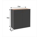 Ver imagem 3 de Buffet Aparador Smart Office 2 Portas e Tampo Mdf Usinado 76cm - Preto e Cedro
