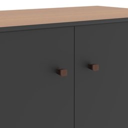 Buffet Aparador Smart Office 2 Portas e Tampo Mdf Usinado 76cm  - Preto e Cedro - 5