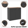 Buffet Aparador Smart Office 2 Portas e Tampo Mdf Usinado 76cm  - Preto e Cedro - 10