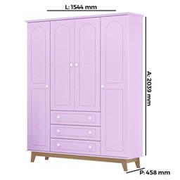 Guarda Roupas Infantil Tuboarte Henry 4 portas e 3 gavetas 100% em MDF - 2