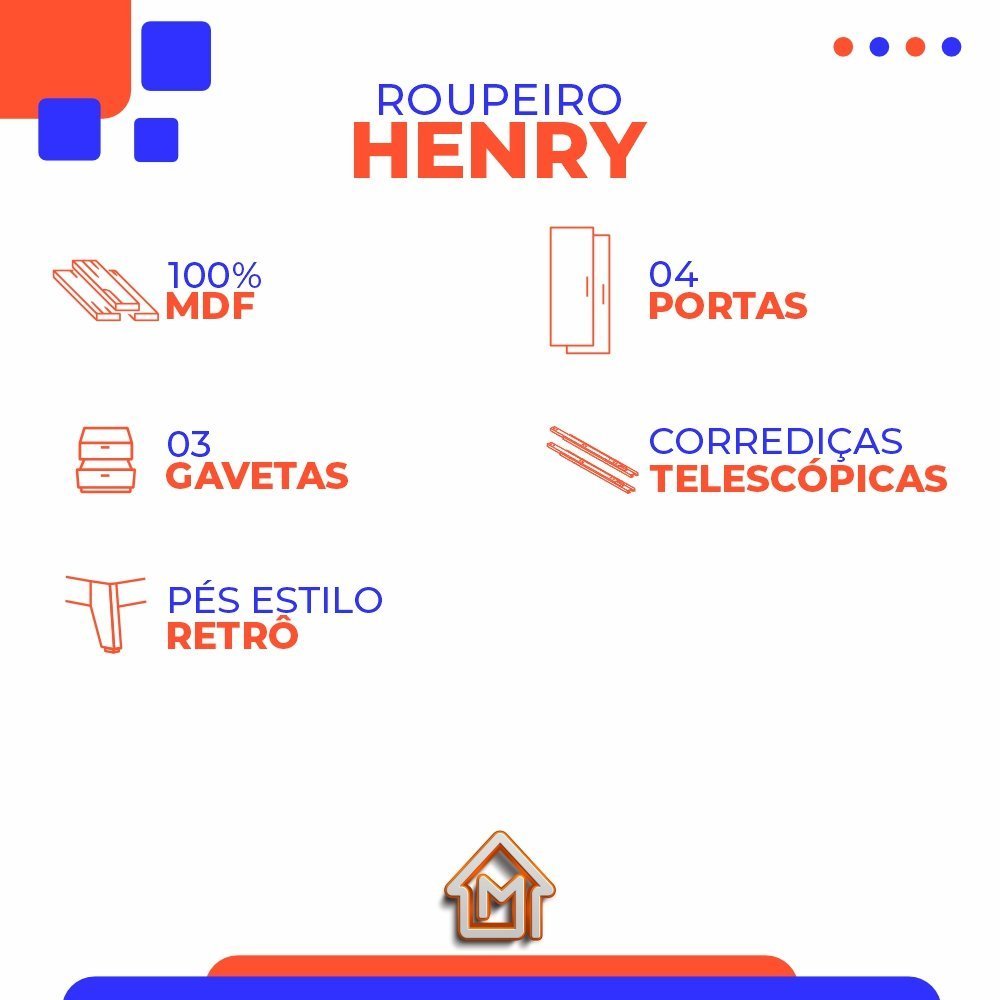 Roupeiro Infantil Tuboarte Henry 4 portas e 3 gavetas 100% em MDF Rosa Branco - 3