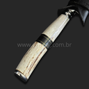 Ver imagem 4 de Faca Forjada pra Lida Aço Carbono 7mm - Cabo em Chifre de Cervo e Alpaca com Bainha:8'' (20cm)