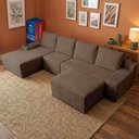 Ver imagem 1 de Sofá Evo 3,40m Molas Ensacadas com Apoio Chaise Lounge Esquerda Velourê Marrom Cama Inbox