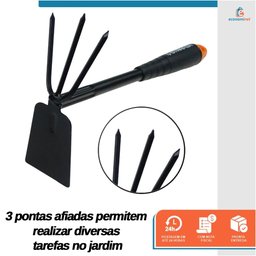 Sacho Cultivador de 3 Pontas Cabo para Jardinagem Capinar Agricultura 310mm - Starfer - 2