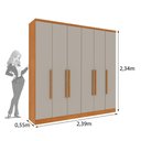 Ver imagem 4 de Guarda-Roupa Casal com 6 Portas e 4 Gavetas 239cm Multimóveis CR35501 Cinamomo/Off White