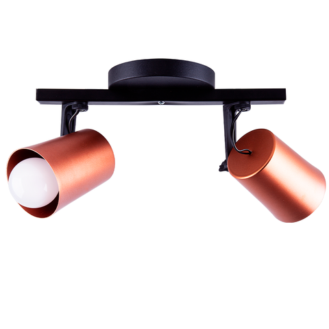 Luminária de Teto Spot Trilho Direcionável Fokus 2 Lâmpadas E27 Moderno Bivolt Cobre