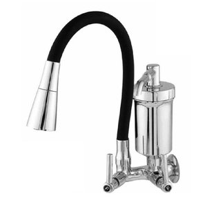 Torneira Parede Flexivel Com Filtro Jato Duplo Preto/cromo