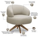Ver imagem 2 de Poltrona Decorativa Giratória Orgânica para Sala Living Zadok L06 Couro Cinza Claro - Lyam Decor
