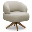 Ver imagem 1 de Poltrona Decorativa Giratória Orgânica para Sala Living Zadok L06 Couro Cinza Claro - Lyam Decor