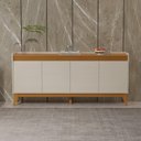 Ver imagem 6 de Buffet Aparador Ripado 4 Portas com Pés de Mdf Bahamas 180cm - Via Nossa - Off White e Cedro